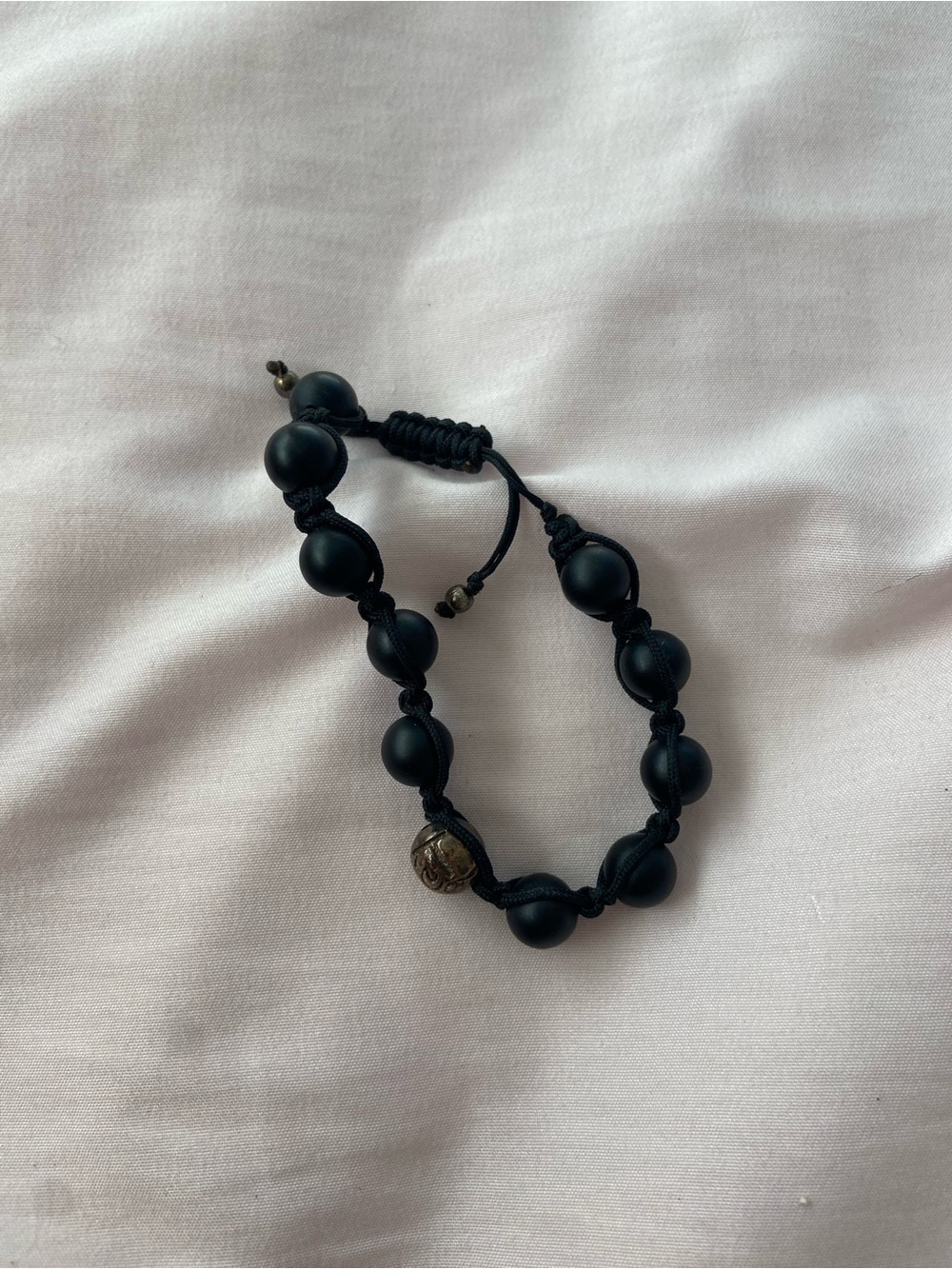Men's Black Beaded Adjustable Bracelet